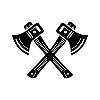 Çapraz balta simgesi silueti düz vektör resim tasarımı şablonu 06