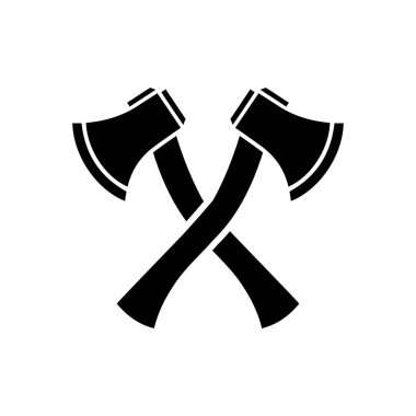 Çapraz balta simgesi silueti düz vektör resim tasarımı şablonu 10