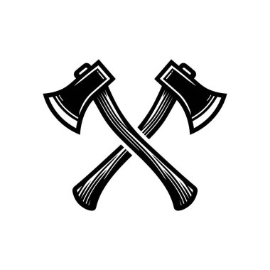 Çapraz balta simgesi silueti düz vektör resim tasarımı şablonu 11