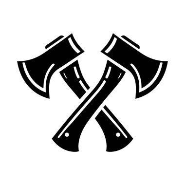 Çapraz balta simgesi silueti düz vektör resim tasarımı şablonu 13