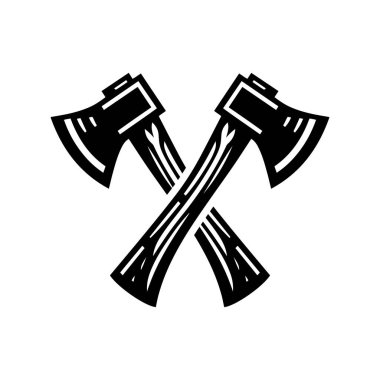 Çapraz balta simgesi silueti düz vektör resim tasarımı şablonu 14