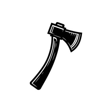 Beyaz zemin üzerinde izole edilmiş Axe siluet simge vektör sanat tasarımı