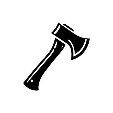 Beyaz zemin üzerinde izole edilmiş Axe siluet simge vektör sanat tasarımı
