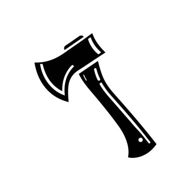 Beyaz zemin üzerinde izole edilmiş Axe siluet simge vektör sanat tasarımı