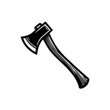 Beyaz zemin üzerinde izole edilmiş Axe siluet simge vektör sanat tasarımı