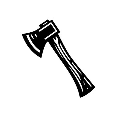 Beyaz zemin üzerinde izole edilmiş Axe siluet simge vektör sanat tasarımı