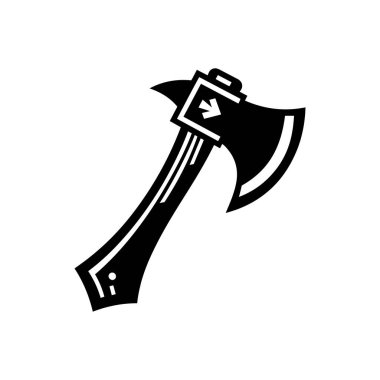 Beyaz zemin üzerinde izole edilmiş Axe siluet simge vektör sanat tasarımı