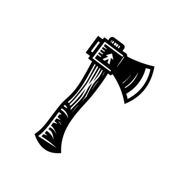 Beyaz zemin üzerinde izole edilmiş Axe siluet simge vektör sanat tasarımı