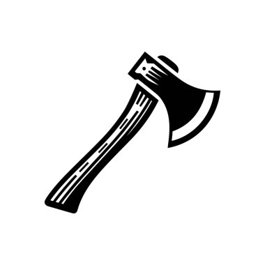 Beyaz zemin üzerinde izole edilmiş Axe siluet simge vektör sanat tasarımı