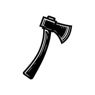 Beyaz zemin üzerinde izole edilmiş Axe siluet simge vektör sanat tasarımı