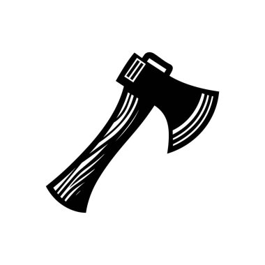 Beyaz zemin üzerinde izole edilmiş Axe siluet simge vektör sanat tasarımı