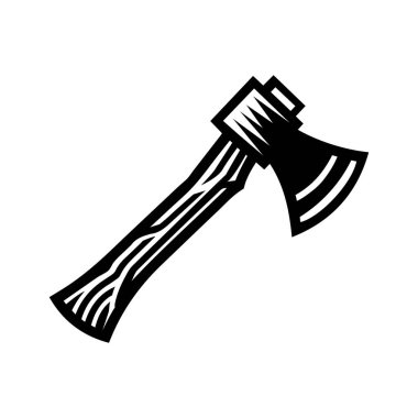 Beyaz zemin üzerinde izole edilmiş Axe siluet simge vektör sanat tasarımı