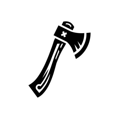 Beyaz zemin üzerinde izole edilmiş Axe siluet simge vektör sanat tasarımı