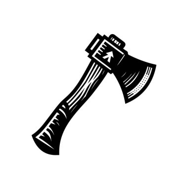 Beyaz zemin üzerinde izole edilmiş Axe siluet simge vektör sanat tasarımı