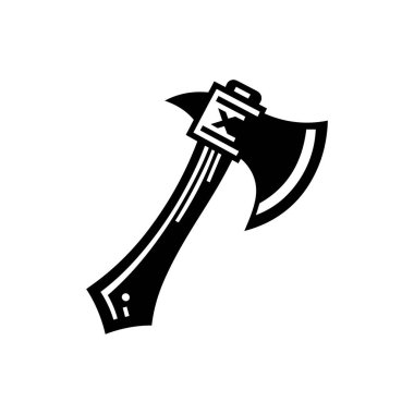 Beyaz zemin üzerinde izole edilmiş Axe siluet simge vektör sanat tasarımı
