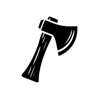 Beyaz zemin üzerinde izole edilmiş Axe siluet simge vektör sanat tasarımı