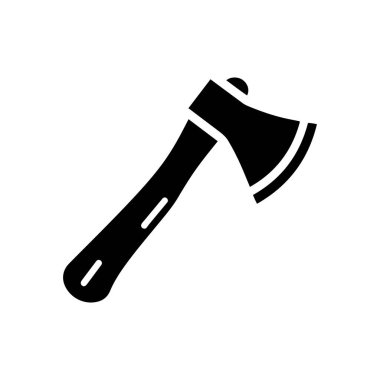 Beyaz zemin üzerinde izole edilmiş Axe siluet simge vektör sanat tasarımı