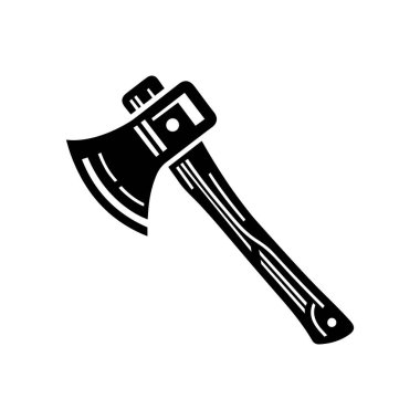 Beyaz zemin üzerinde izole edilmiş Axe siluet simge vektör sanat tasarımı