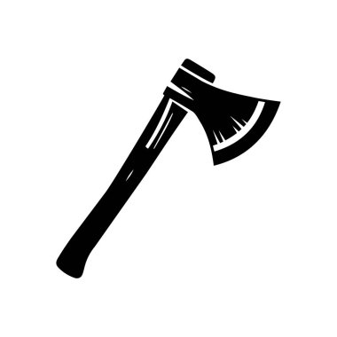 Beyaz zemin üzerinde izole edilmiş Axe siluet simge vektör sanat tasarımı