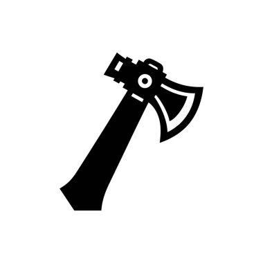 Beyaz zemin üzerinde izole edilmiş Axe siluet simge vektör sanat tasarımı