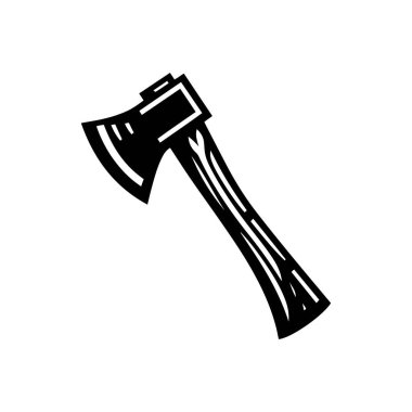 Beyaz zemin üzerinde izole edilmiş Axe siluet simge vektör sanat tasarımı