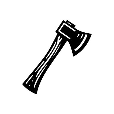 Beyaz zemin üzerinde izole edilmiş Axe siluet simge vektör sanat tasarımı