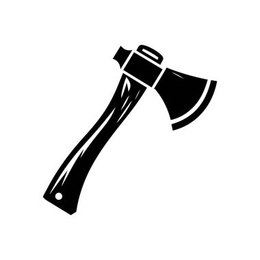 Beyaz zemin üzerinde izole edilmiş Axe siluet simge vektör sanat tasarımı