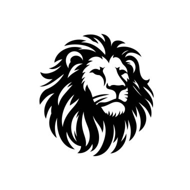 Aslan başlı maskot silueti simgesi, vektör sanat logosu simgesi, aslan silueti resim tasarımı şablonu beyaz bir arkaplanda izole edilmiş