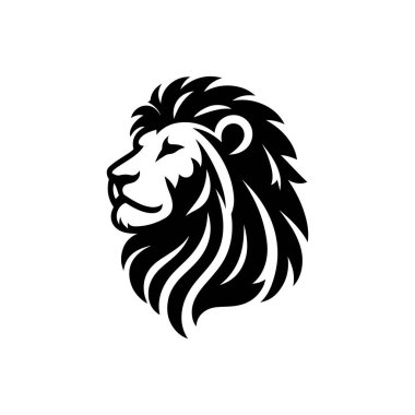 Aslan başlı maskot silueti simgesi, vektör sanat logosu simgesi, aslan silueti resim tasarımı şablonu beyaz bir arkaplanda izole edilmiş