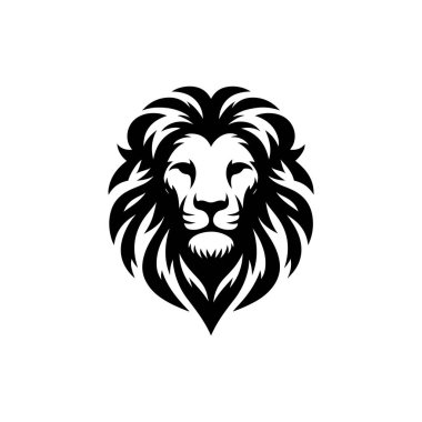 Aslan başlı maskot silueti simgesi, vektör sanat logosu simgesi, aslan silueti resim tasarımı şablonu beyaz bir arkaplanda izole edilmiş