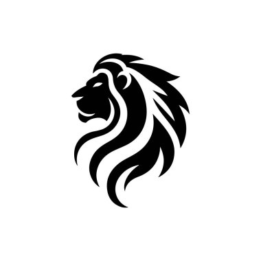 Aslan başlı maskot silueti simgesi, vektör sanat logosu simgesi, aslan silueti resim tasarımı şablonu beyaz bir arkaplanda izole edilmiş