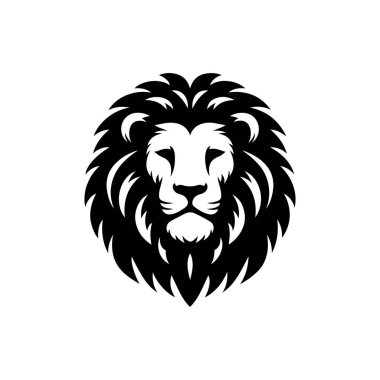 Aslan başlı maskot silueti simgesi, vektör sanat logosu simgesi, aslan silueti resim tasarımı şablonu beyaz bir arkaplanda izole edilmiş