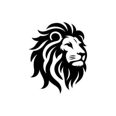 Aslan başlı maskot silueti simgesi, vektör sanat logosu simgesi, aslan silueti resim tasarımı şablonu beyaz bir arkaplanda izole edilmiş