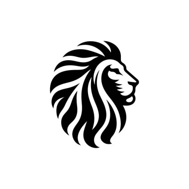 Aslan başlı maskot silueti simgesi, vektör sanat logosu simgesi, aslan silueti resim tasarımı şablonu beyaz bir arkaplanda izole edilmiş