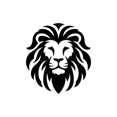 Aslan başlı maskot silueti simgesi, vektör sanat logosu simgesi, aslan silueti resim tasarımı şablonu beyaz bir arkaplanda izole edilmiş