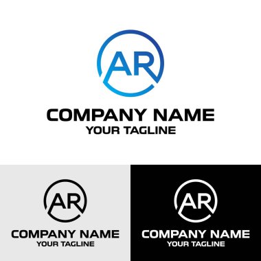 İlk AR harfi geometrik şekilli yuvarlak vektör trendli modern logo tasarım şablonu. Bu resim bir daire içinde 
