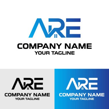 Soyut ilk ARE harfi gayri menkul geometrik tipografi modern vektör logo tasarım şablonu