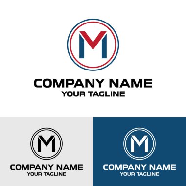 Soyut MV, VM, M harfi geometrik tipografi modern vektör logosu tasarımı