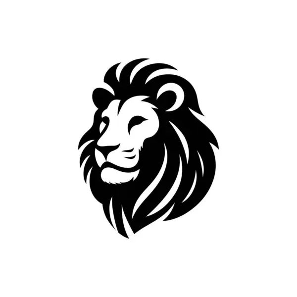 Aslan başlı maskot silueti simgesi, vektör sanat logosu simgesi, aslan silueti resim tasarımı şablonu beyaz bir arkaplanda izole edilmiş