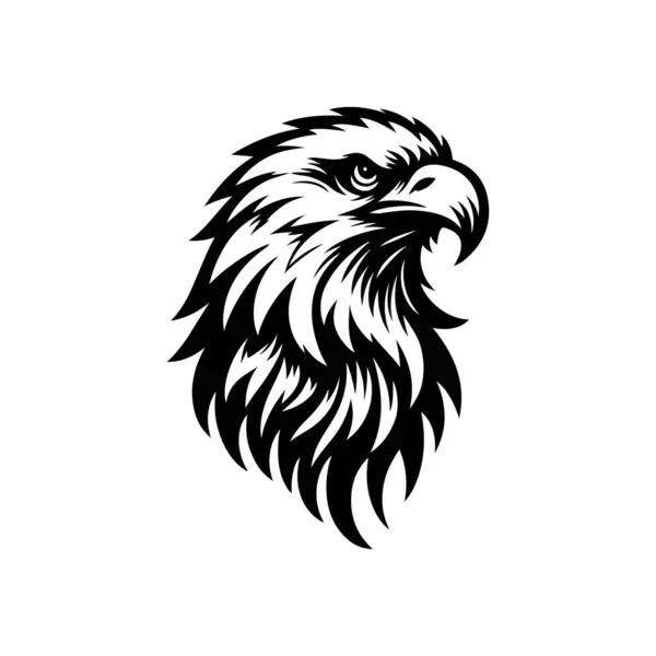 Beyaz arkaplanda kartal başlı siluet logo ikonu vektör sanat tasarım şablonu izole edilmiş. Güçlü kartal baş vektör silueti tasarımı.