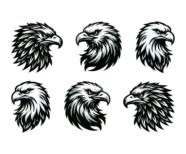 Kartal başlı siluet logosu vektör sanat çizimi tasarım şablonu. Kartal baş vektör illüstrasyon demeti tasarımı.