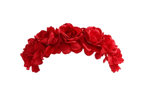 Red Rose Flower Crown Vista Frontale Isolata Sfondo Bianco Con Fotografia Stock