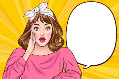 Dedikoducu kadın konuşuyor gizli retro pop sanat çizgi roman klasiği