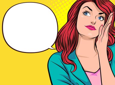 Dedikoducu kadın konuşuyor gizli retro pop sanat çizgi roman klasiği