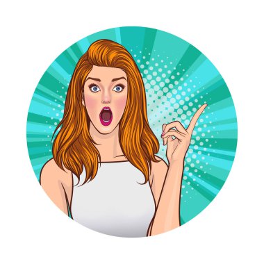 Çeşitli pozlardaki kadın ya da iş adamı Avatar 'ı, çember arkaplan, retro pop sanat çizgi romanları tarzı.