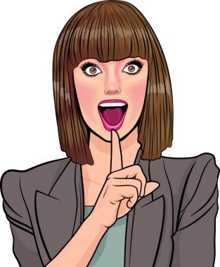 Güzel, kısa saçlı, şaşkın, şaşırmış, neşeli Pop Art Comic Style.