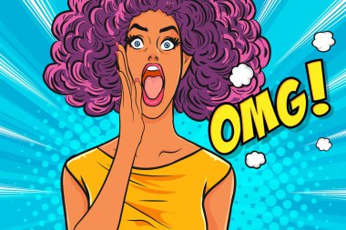 Dedikoducu kadın konuşuyor gizli retro pop sanat çizgi roman klasiği