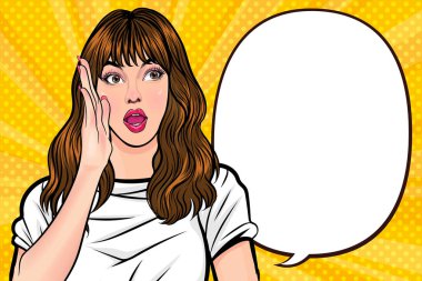 Dedikoducu kadın konuşuyor gizli retro pop sanat çizgi roman klasiği