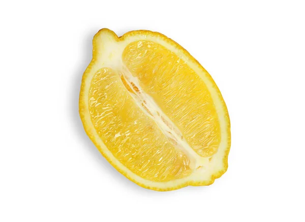 白い背景に熟したレモンを半分に切って — ストック写真