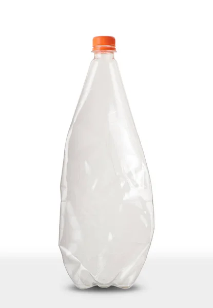 Botella Soda Plástico Triturado Vacío Sobre Fondo Blanco —  Fotos de Stock